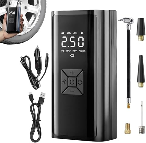 Compresseur D'air Sans Fil – Gonfleur De Pneu Portable LED, Pompe Électrique À Arrêt Automatique Haute Pression, Mini | Balles Vélo Voiture Pneus Moto Voyage Extérieur, LED Mini Ensemble De Compresseu