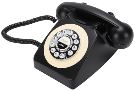 Cuifati Telefono retrò Bluetooth, Telefono da Scrivania Cordless con Chiamata in Vivavoce Vintage, Fisso Wireless con Riproduzione Musicale e Ricarica USB per Ufficio Domestico (BLACK)