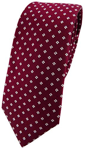 TigerTie – Cravatta sottile di design, in seta, con motivo a pois vinaccia, bordeaux, argento. Taglia unica