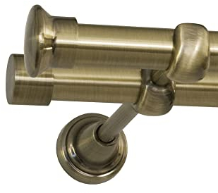 ROLLMAXXX Gardinenstange Vorhangstange 19mm 2-läufig Messing Design Metall (Duo, 160 cm)