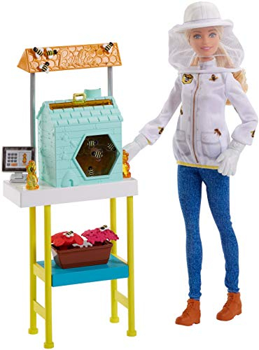Barbie Métiers-Poupée Apicultrice Jouet Ruche, FRM17, Multicolore