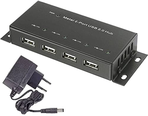 Renkforce RF-4830984 4 Port USB 2.0-Hub Metallgehäuse, zur Wandmontage Schwarz