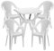 Mojawo® Bistrogarnitur 5-teilig Bistrotisch Kunststoff Eckig 70x70cm H72cm + 4 Stapelstühle Kunststoff Weiß