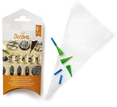 DECORA 0125005 Set 10 Mangas PASTELERA Y 10 BOQUILLAS para Escribir 21 X 12 CM