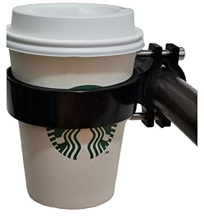 Ecity Bicycle Handlebar Coffee Cup Holder Aluminum Cup Bottle Handlebar Holder Cruiser Bike Mountain Road Bicycle Bike Water Bottle Coffee Cup Holder (Black)