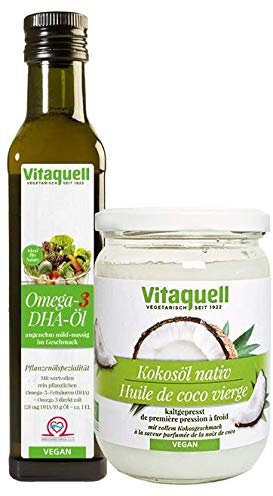 Vitaquell Kokosöl Bio, nativ 430 ml + Omega 3 DHA Öl, 250 ml