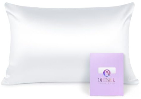 OLESILK Seide Kissenbezug Kissenhülle Haar- und Hautpflege mit Reißverschluss 16 Momme 1 Stück Weiß 50x70cm