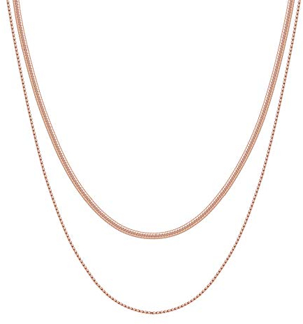 Happiness Boutique Damen Mehrreihige Kette in Rosegold Zweireihige Schlangenkette Minimalist Schmuck aus Edelstahl