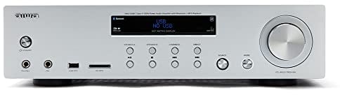 Aiwa AMU-120BT/SL: Verstärker, AV-Receiver, mit Bluetooth 5.0, 120 W, USB-Anschluss, SD-Kartenleser, Farbe: Silber