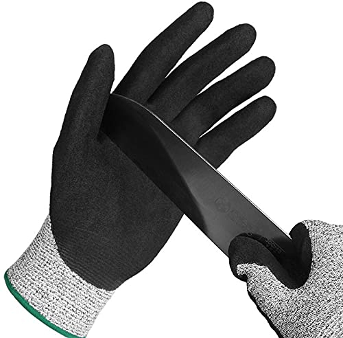 Gant Anti Coupure,Gant Huitre La Protection De Niveau 5 En Treillis Métallique En Acier inoxydable Convient Aux Gants De Travail Pour Les Huîtres,La coupe De Viande, Le Jardinage Et La Sculpture(L)