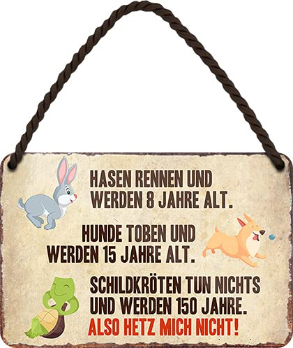 schilderkreis24 - Blechschild Sprüche für Oma & Opa – Geschenk zum Ruhestand, Geburtstag & Eltern (Hasen Schildkröten 150 Jahre 18x12cm)