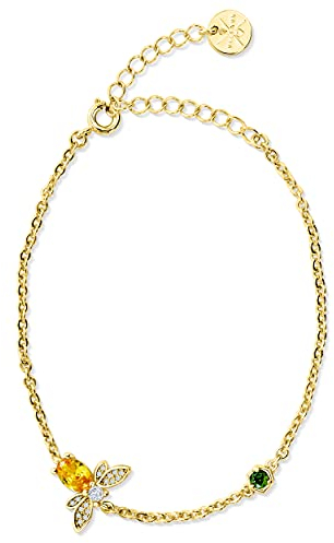 VIASOUL® Armband Biene I Happy Honey Bee Armband für Damen I Kleine Biene mit Wabe I Mit 585er Gold überzogen I Die Original Happy-Bee Armkette