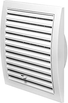 MS Beschläge Griglia di ventilazione richiudibile manualmente con bocchettone, griglia di ventilazione in plastica bianca (diametro 125 mm)