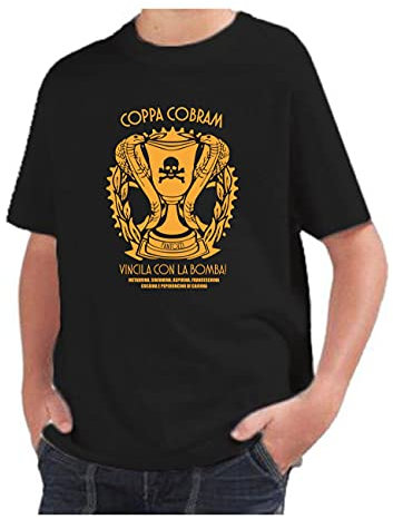 T-Shirt Bambino Ragazzo Cotone Basic Super vestibilità Top qualità - Coppa Cobram Modello 2 - novità Fashion Divertenti Humor Youtuber Made in Italy (Nero, 3-4 Anni)