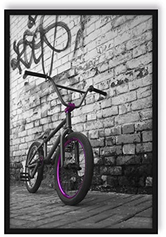 Pixxprint BMX Fahrrad Graffiti, Poster im Bilderrahmen, Format: 38x30cm, Kunstdruck gerahmt