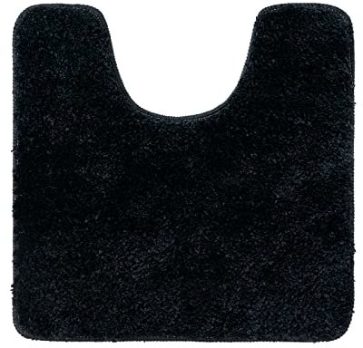 MIULEE Badematte WC Vorleger Badteppich Fußmatte Flur 1 Stück U Förmige Deko Matte Badteppiche Dekoration rutschfest Saugfähig für Wohnzimmer Badezimmer Toilett WC 50x50 cm Schwarz