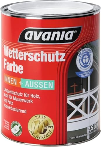 2x2,5 L Avania Langzeitschutz Acryl-Wetterschutzfarbe innen&Außen 5 L Farbwahl, Farbe:Rotbraun