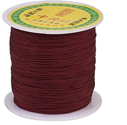PandaHall Corda per annodare cinese, in nylon intrecciato, 0,5 mm, setosa, per realizzare braccialetti dell'amicizia Kumihimo Macramé, rosso scuro