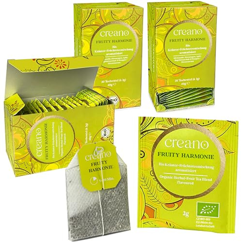 Creano Bio Tee FRUCHTIGE KAMILLE, Kräuter-Früchteteemischung, BIO Teebeutel-Tee 3er Pack (3x 20 Beutel)