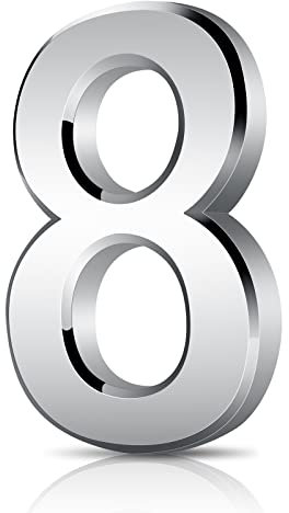 Vicloon Door Numbers, 3 Inches 3D Mailbox Numbers Waterproof, Address Numbers Self Adhesive House Numbers Street Number Stickers for House Mailbox Apartment Hotel Courtyard Cafe Silver(8)