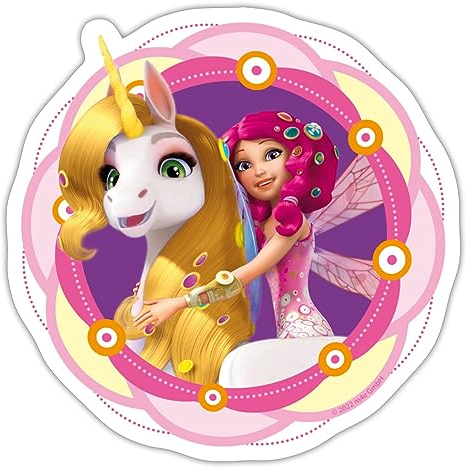 Spreadshirt Mia and Me Einhorn Onchao Und Mia Sticker Aufkleber, 10 x 10 cm, Mattweiß