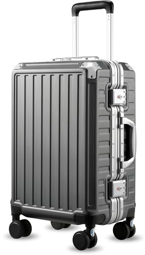LUGGEX 20 Inch Zipperless Carry On Luggage, Charcoal Metallic
