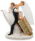 Tortenfigur Hochzeit Brautpaar Tortenaufsatz Tortendeko Hochzeitspaar für Torte Cake-Topper Hochzeitstorte, Dekofigur Hochzeitspaar Wedding Trauung (mit Aussteuertruhe)
