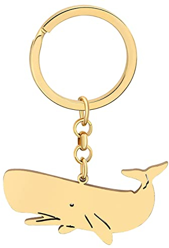 LONYOO Eleganter Ozean Wal Schlüsselanhänger Schmuck Edelstahl Wal Geschenke für Frauen Mädchen Autoschlüssel Charms (Vergoldet Pottwal)
