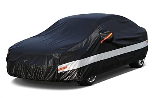Holthly Bâche Voiture Extérieur à 10 Couches, Housse Protection Voiture 100% Étanche Anti UV Soleil, Bâche pour Berline Audi A4 A5, BMW Serie 3, Citroen C5, Peugeot 508,Mercedes C Class,etc. C7 Noir