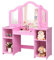 COSTWAY 2 in 1 Kinder Schminktisch Schreibtisch mit abnehmbarem Spiegel, Frisiertisch Mädchen mit offenen Fächern, Frisierkommode Holz, Schminkkommode (Ohne Stuhl, Rosa)