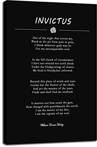 Inspirierende Leinwand-Wandkunst, Zitate, Invictus, Gedicht, motivierende Bilder, Druck, Bürodekoration, William Ernest Henley Inspiration, Poster, Gemälde, fertig zum Aufhängen, 30.5x45.7 cm (BxH)