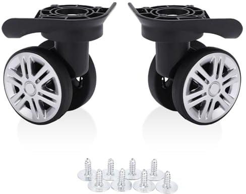 1 paire de roulettes pour valise, 9 x 6 cm/3,5 x 2,4 pouces double rangée rotation silencieuse à 360 roulettes pour valise roulante pour voyages d'affaires
