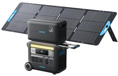 Anker SOLIX F2000 Portable Power Station, PowerHouse 767 and 760 Expansion Battery, with 200W Solar Panel, 4096Wh LiFePO4 Battery with 4 AC Outlets Up to 2400W for Home, Outdoor Camping, RV