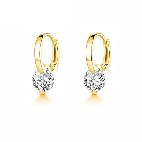 SLUYNZ 925 Sterling Silber CZ Creolen Ohrringe für Damen Mädchen Minimalistische Creolen Ohrringe Huggie (B-Gold)