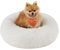 Feandrea Dog Bed, Donut Cat Bed, Fluffy Calming Pet Bed with Removable, Washable Cover, Soft Long Plush, 60 cm, Cloud White PGW038W01
