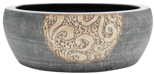 vidaXL Lavabo da Appoggio Nero e Marrone Rotondo Φ41x14 cm Ceramica