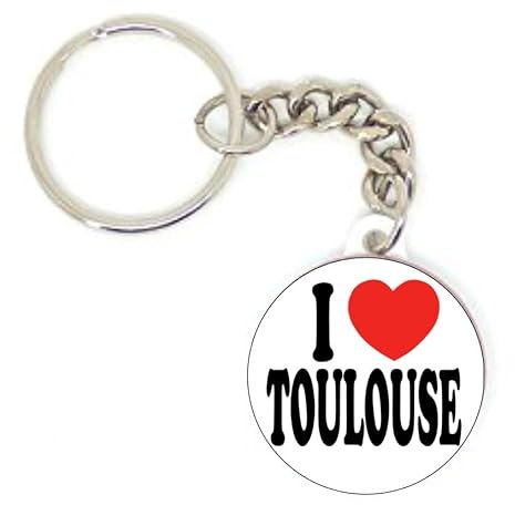 Porte clé badge I LOVE TOULOUSE RÉGION OCCITANIE CADEAU HUMOUR TOULOUSAIN