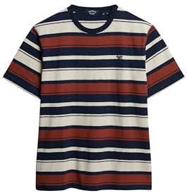 Superdry Unisex Relaxed Fit Stripe T-Shirt Hemd, Blaue Streifen, L