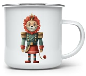 MAXIKIWI - Tasse à café ou thé en émail durable pour l'intérieur et l'extérieur – Casse-noisette de Noël animal – 350 ml