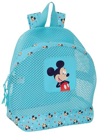 Safta MICKEY - Mochila Infantil de Playa, Anti Arena, con Asas, Fácil Limpieza, Ideal para Niños de Diferentes Edades, Cómoda y Versátil, 30,5x18x24 cm, Color Azul