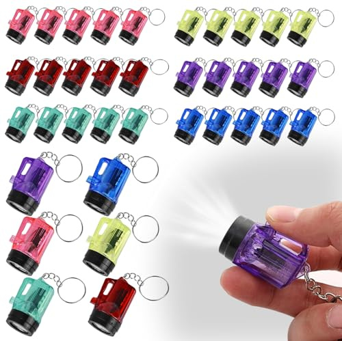 WIYETY Mini torcia portachiavi: 36 mini lampada, piccole torce a LED, portachiavi con torcia da 4 cm, torcia colorata per bambini, per attività all'aperto, campeggio, escursionismo