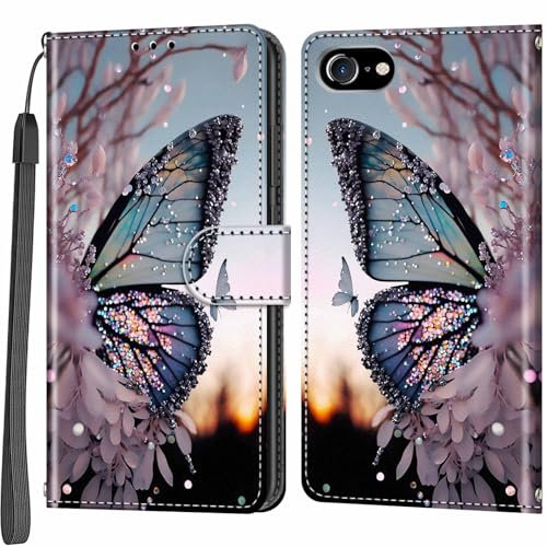 Salanheo Wallet Case for iPhone 7/8/SE2 (2020)/SE3 (2022), Shockproof Leather Flip Phone Case