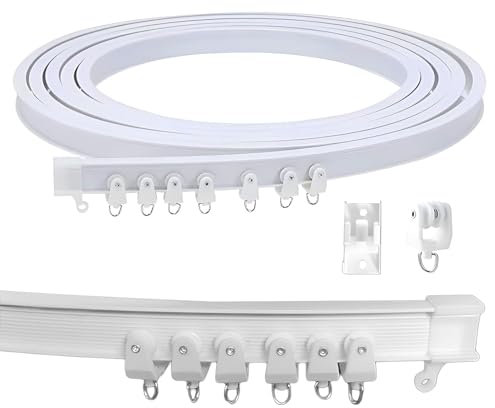 Binario per Tende 1-5 Metri, Binario di Tendaggio in Plastica PVC Flessibile di Fissaggio, Accessori per Guide Scorrevoli per Finestre Piatte e Curve(400cm/13.1ft)