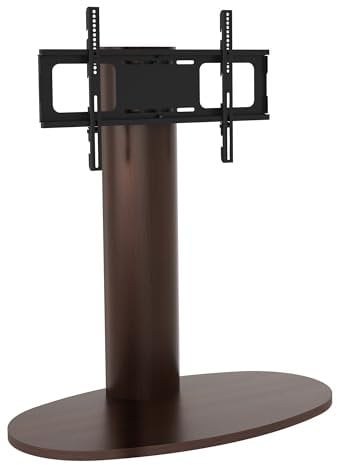 AVF Column TV Stand Walnut - Chepstow One Real Wood Veneer Tall Pedestal TV Unit with Universal VESA In A Dark Wood Finish, Height Adjustable & Swivel, For Up to 65 & 45Kg