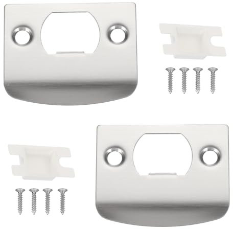 sourcing map Door Deadbolt Strike Plates Stainless Steel D Cam Block Door Locks Latch Strike Plate for Exterior Door Reinforce Security Silver Pack of 2