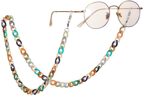 Dreamtimes Correa de cadena para anteojos cordón acrílico para anteojos de sol soporte para collar colorido a la moda anteojos de sol cadena soporte para anteojos cordón (Azul Colorido)