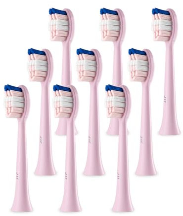 Lot de 9 brossettes de rechange électriques JTF - Poils moyens doux - Compatible avec P200 (rose)
