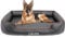 CALIYO Orthopädisches Hundebett Mittelgroße & Grosse Hunde – Hundekissen aus Kunstleder, Wasserdicht & Waschbar, Memory Foam Hundesofa mit 4 Rändern, Hundematte 104×75×20CM, Schwarz