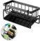 Ruikcoll Schwarz Schmal Küchen Organizer, Spülbecken Organizer mit Abtropfschale, Edelstahl Spülbecken Organizer für Lappen Bürsten Schwamm und Seife