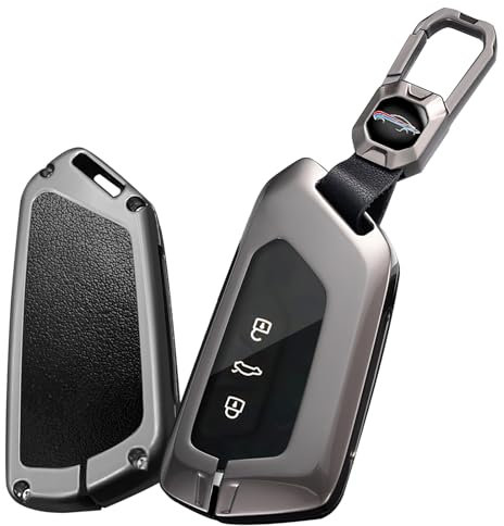 Ysbxitu Schlüsselhülle aus Leder Schlüsselband Auto Schlüssel Cover Hülle Passt für VW Golf 8 MK8 ID.3 ID.4 5 Formentor für Skoda Octavia A8 Enyaq Schlüsseletui Schlüsselcase Zubehör C Schwarz